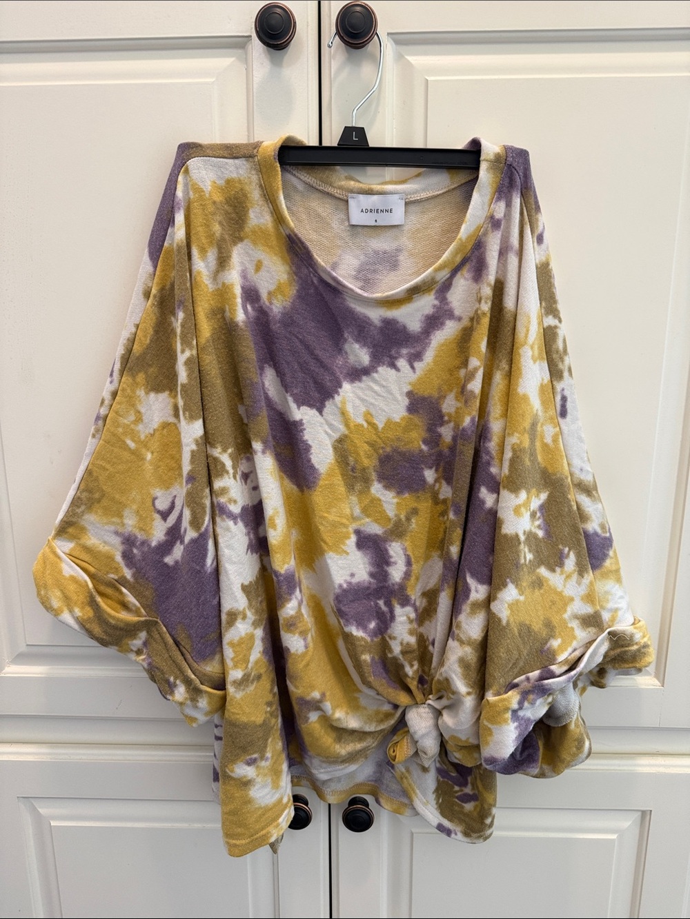 Adrienne Mustard & Lavender Tie-Dye Knot Front Oversized Top